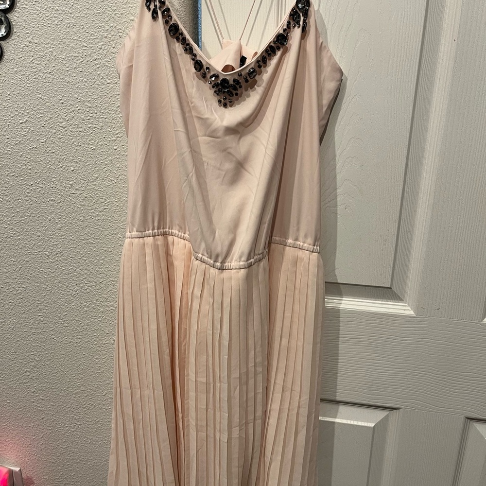 Victoria's Secret Strapless Dress in Cream with Embellished Neckline